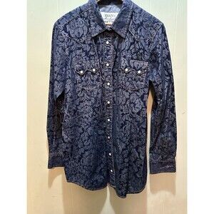 Ryan Michael Women's Long Sleeve Shirt Floral Western Pearl-Snap Button Up Sz Lg